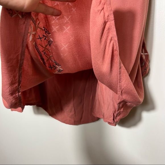 TJD The Jetset Diaries Embroidered Desert Rose Mini Dress in Salmon - Picture 4 of 10